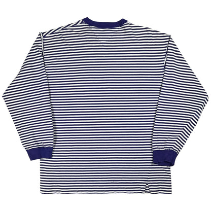 Vintage 90s Tommy Hilfiger faded purple striped stripey long sleeve pocket tee (L)