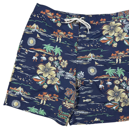 Vintage 90s Polo Sport Ralph Lauren all over print Hawaiian swim board shorts (L)