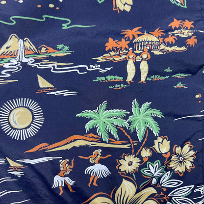 Vintage 90s Polo Sport Ralph Lauren all over print Hawaiian swim board shorts (L)