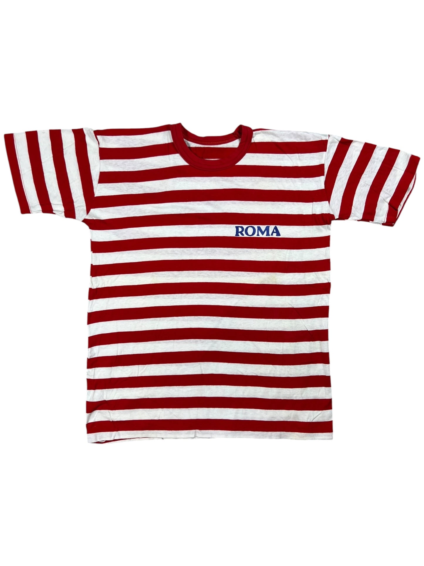 Vintage 1970s ROMA Italy striped stripey tee (S)