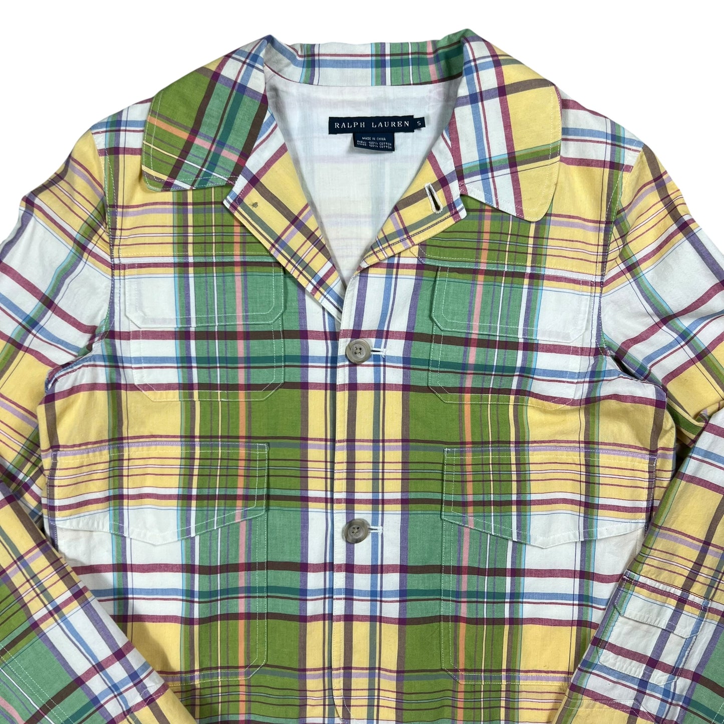 Vintage Y2K Ralph Lauren women’s plaid button up light jacket (M)