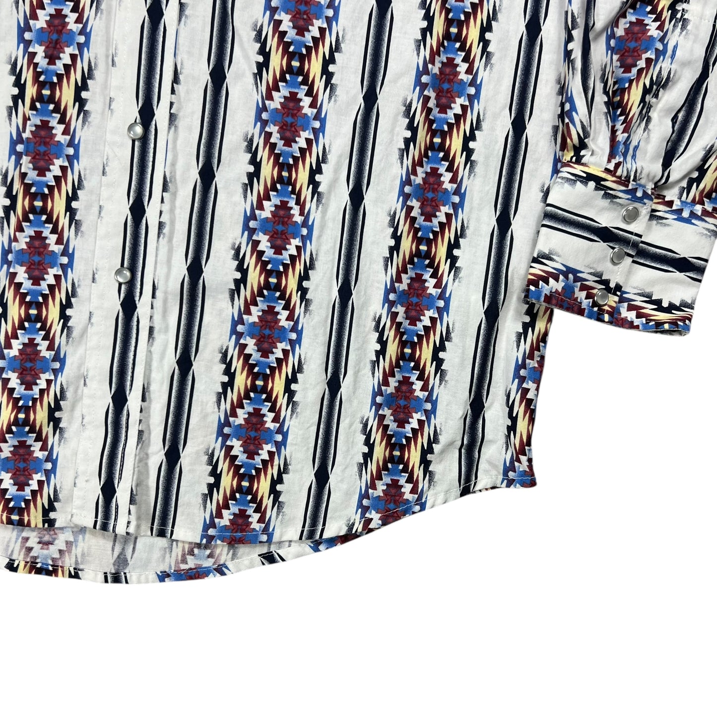 Vintage 90s Wrangler western wear abstract cowboy pearl snap button up shirt (L)
