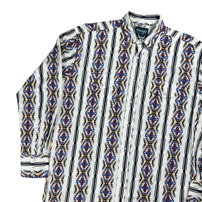 Vintage 90s Wrangler western wear abstract cowboy pearl snap button up shirt (L)