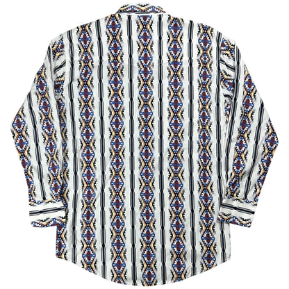 Vintage 90s Wrangler western wear abstract cowboy pearl snap button up shirt (L)