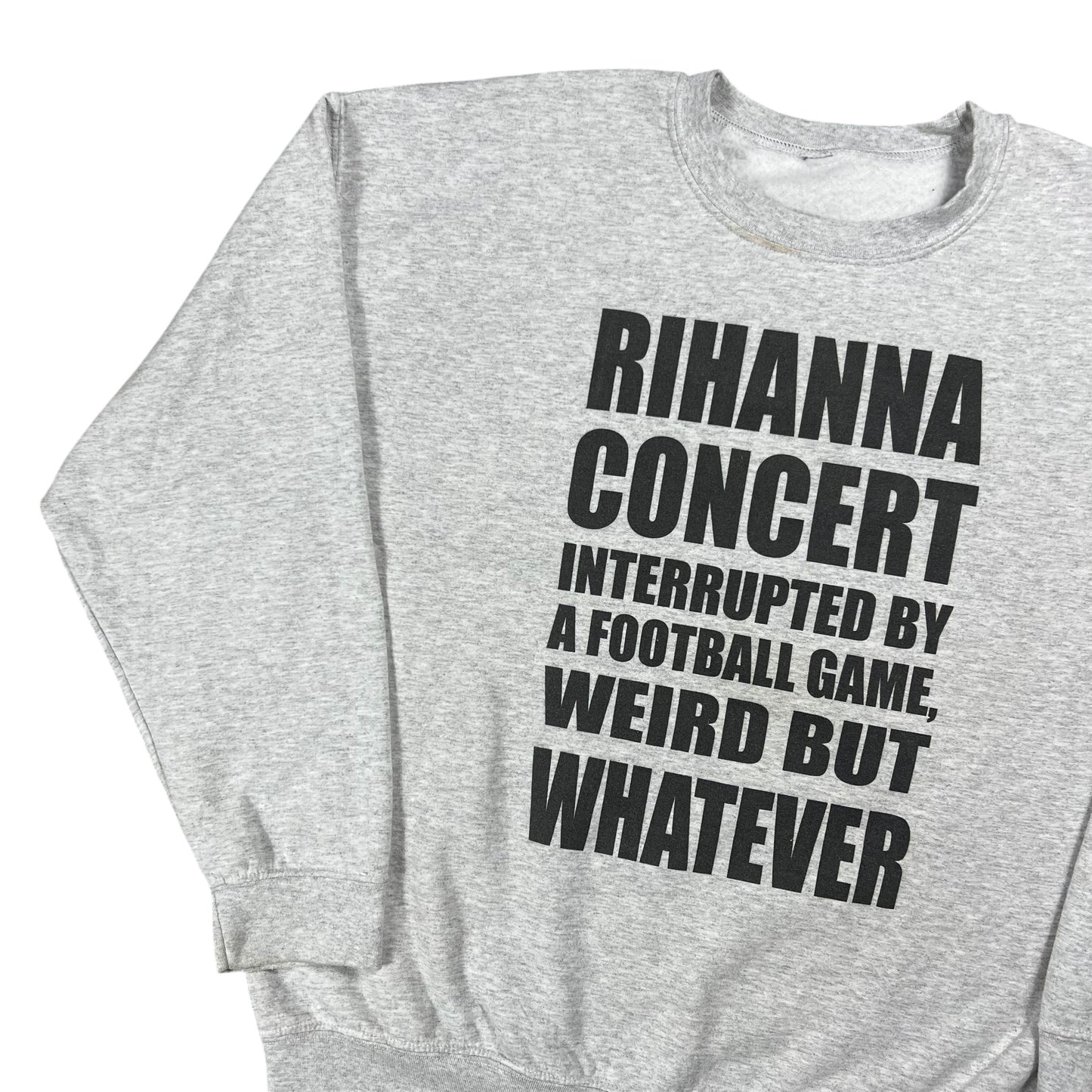 Y2K “RIHANNA CONCERT INTERRUPTED BY A FOOTBALL GAME SUPER BOWL HALFTIME SHOW” crewneck (XL)