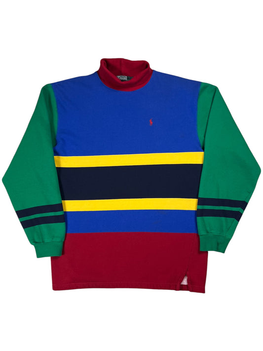 Vintage 90s Polo Ralph Lauren color block mock neck sweatshirt (L)