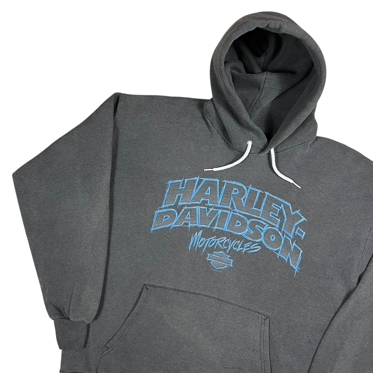 Vintage 90s Harley Davidson Motorcycles faded black biker hoodie (L)