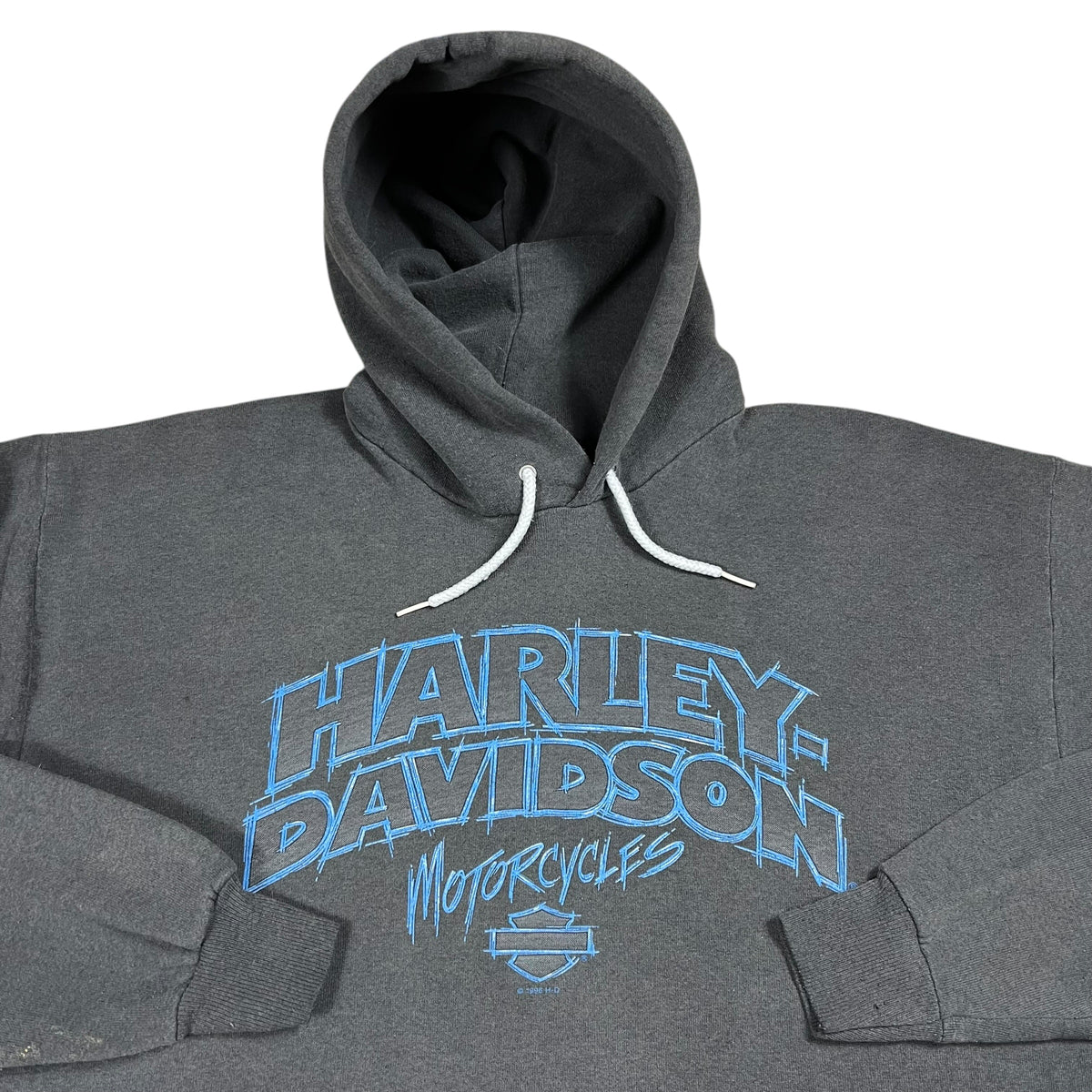Vintage 90s Harley Davidson Motorcycles faded black biker hoodie (L)