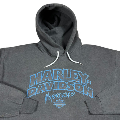 Vintage 90s Harley Davidson Motorcycles faded black biker hoodie (L)