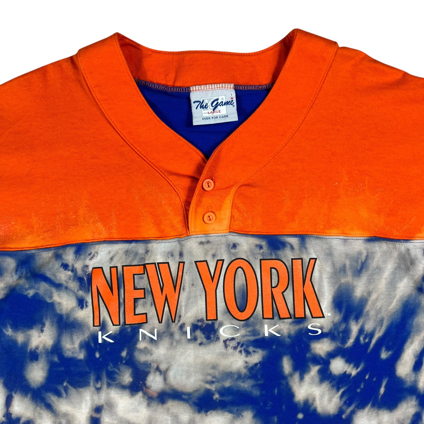 Vintage 90s The Game New York Knicks acid wash Henley tee (L)