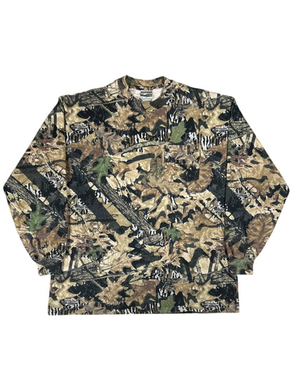 Vintage 90s Jerzees outdoors mossy oak camo mock neck long sleeve (XL)