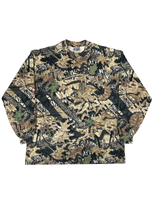 Vintage 90s Jerzees outdoors mossy oak camo mock neck long sleeve (XL)