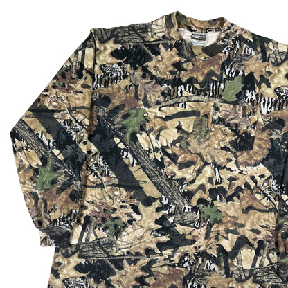 Vintage 90s Jerzees outdoors mossy oak camo mock neck long sleeve (XL)