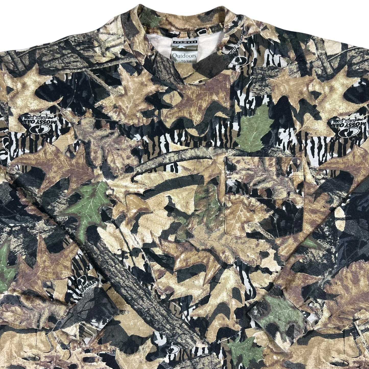 Vintage 90s Jerzees outdoors mossy oak camo mock neck long sleeve (XL)