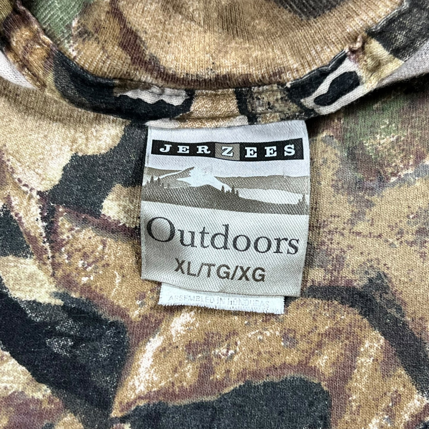 Vintage 90s Jerzees outdoors mossy oak camo mock neck long sleeve (XL)