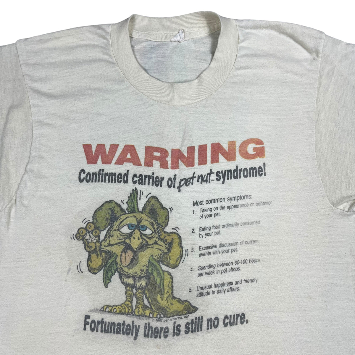 Vintage 1986 Pet America Pet Nut Syndrome Rat Fink style faded tee (S)