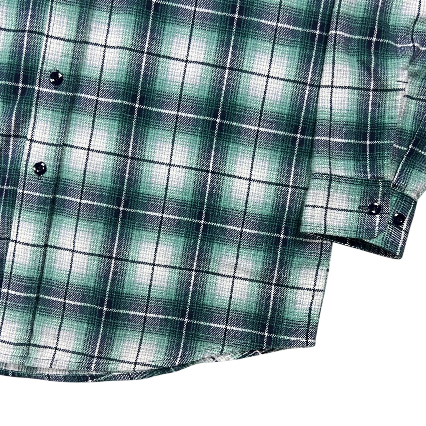 Vintage 80s David Taylor green plaid cotton flannel button up shirt (XL)