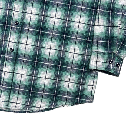 Vintage 80s David Taylor green plaid cotton flannel button up shirt (XL)