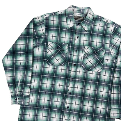 Vintage 80s David Taylor green plaid cotton flannel button up shirt (XL)
