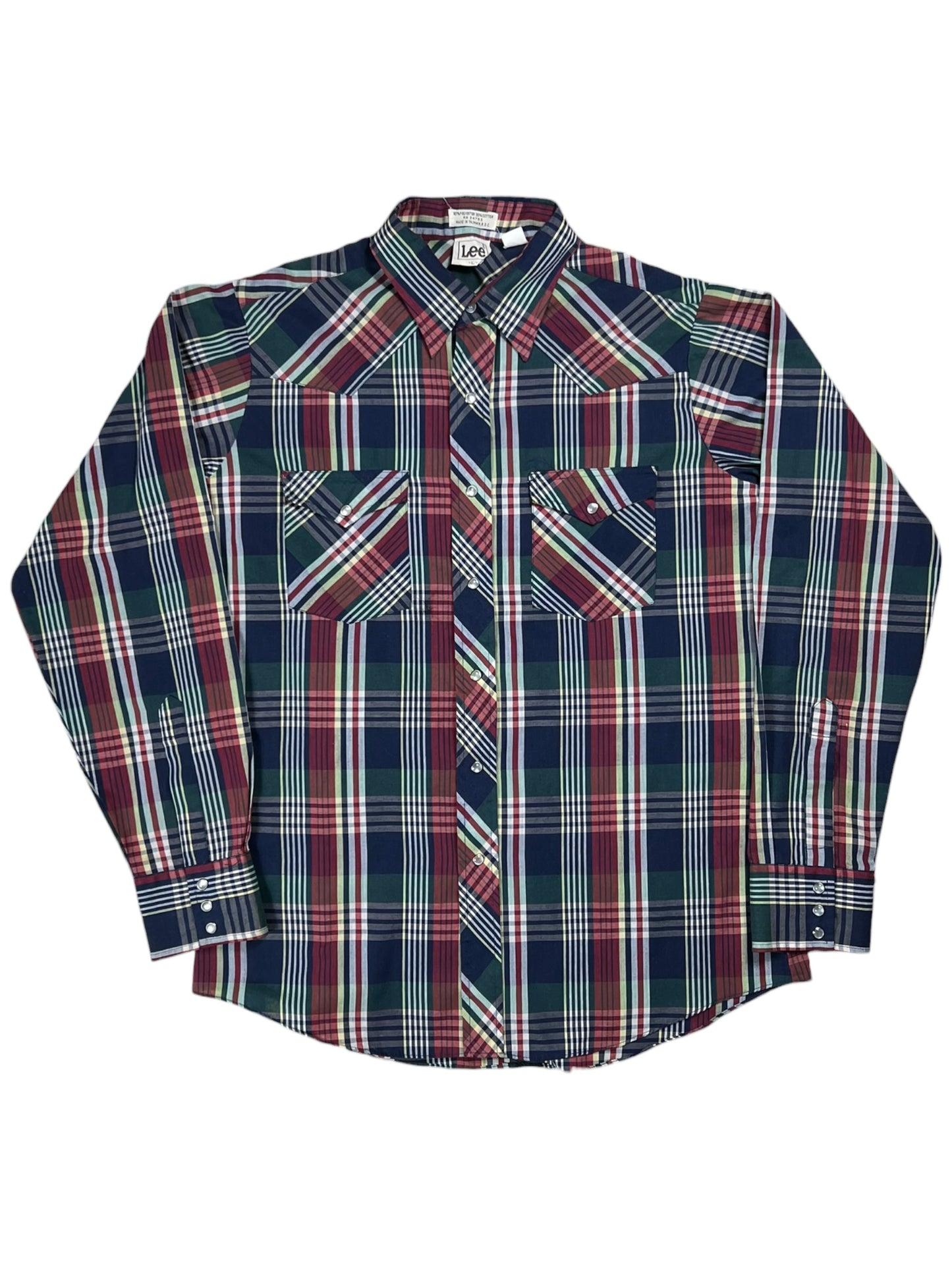 Vintage 80s Lee pearl snap geometric pattern western button up shirt (L)