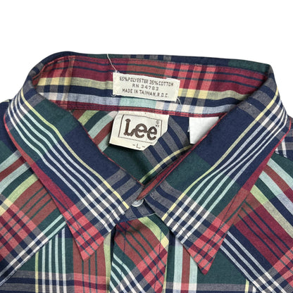 Vintage 80s Lee pearl snap geometric pattern western button up shirt (L)