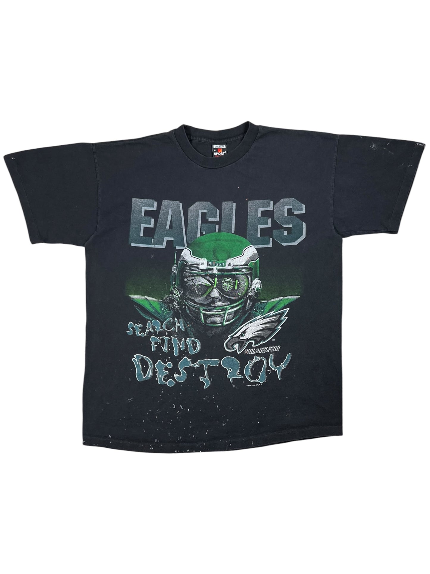 Vintage 1996 Philadelphia Eagles Kelly green SEARCH FIND DESTROY faded tee (XL)