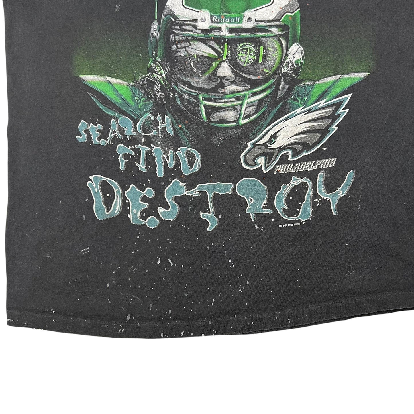 Vintage 1996 Philadelphia Eagles Kelly green SEARCH FIND DESTROY faded tee (XL)