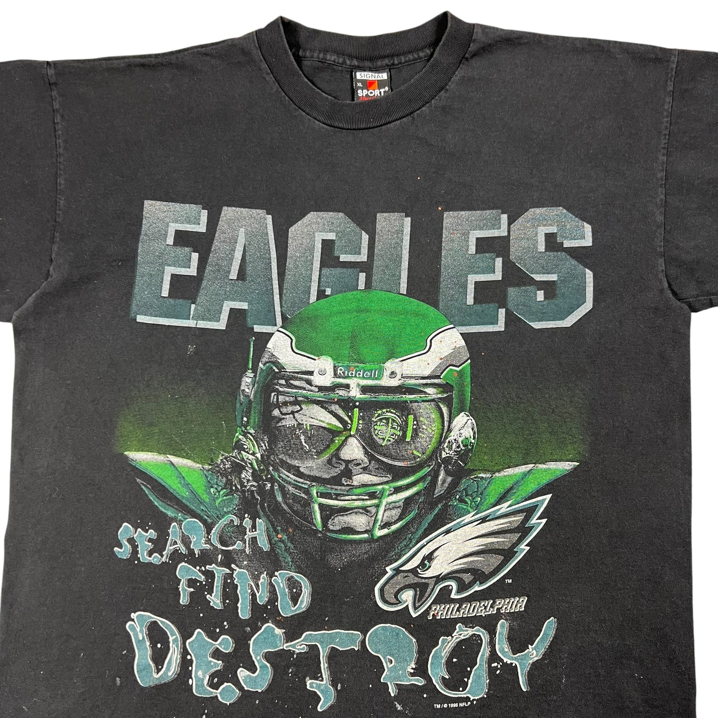 Vintage 1996 Philadelphia Eagles Kelly green SEARCH FIND DESTROY faded tee (XL)