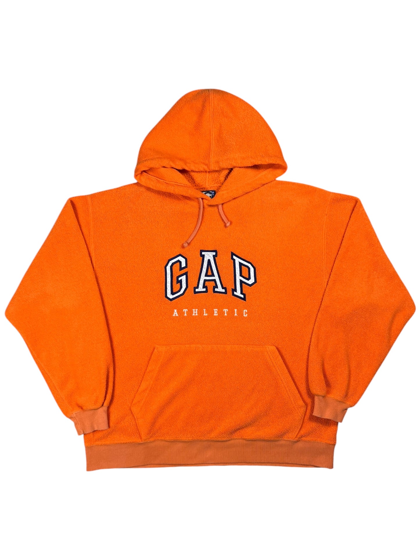 Vintage 90s GAP Athletics faded orange fleece hoodie (L)