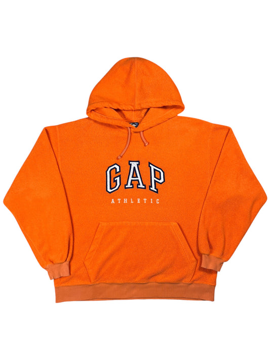 Vintage 90s GAP Athletics faded orange fleece hoodie (L)