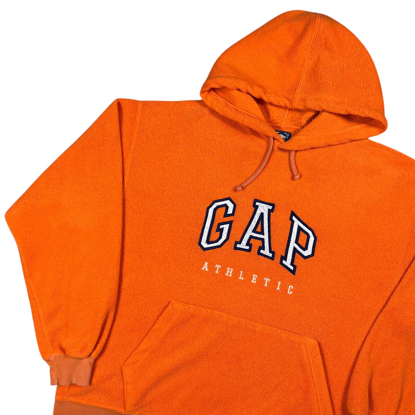 Vintage 90s GAP Athletics faded orange fleece hoodie (L)