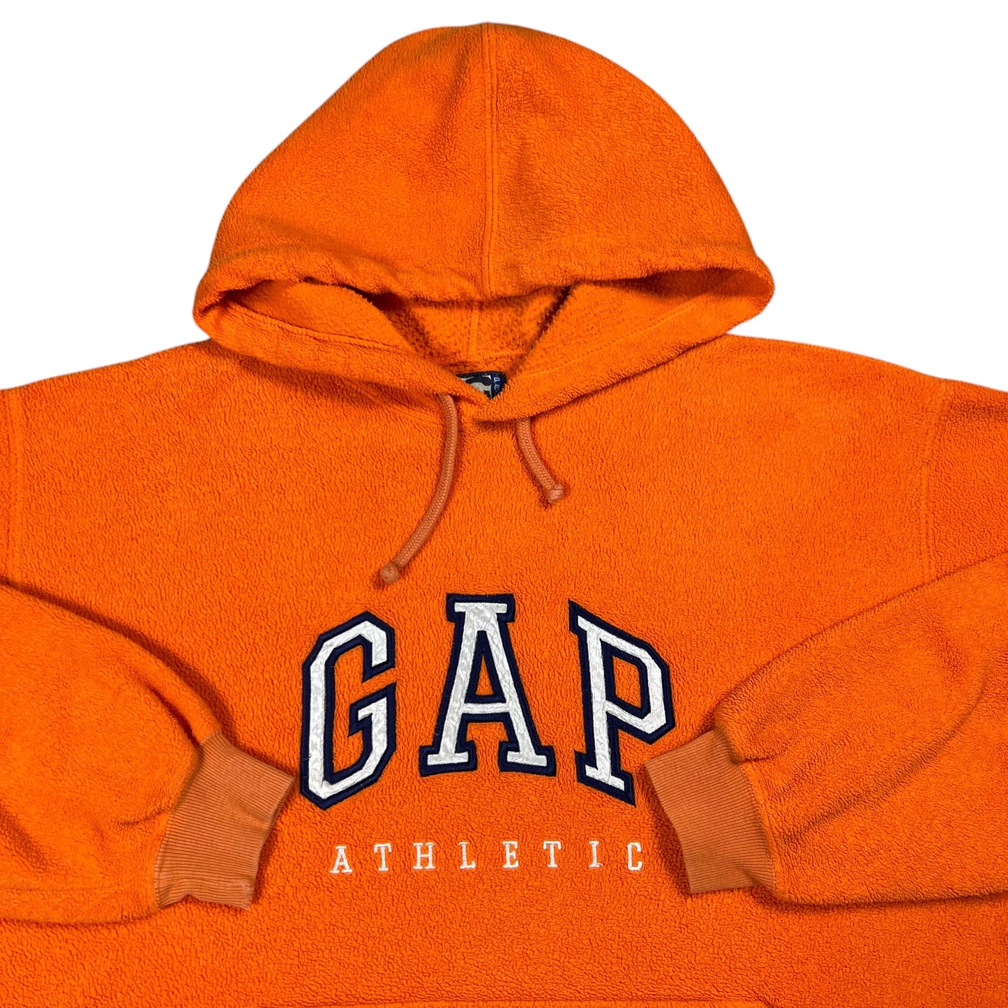 Vintage 90s GAP Athletics faded orange fleece hoodie (L)