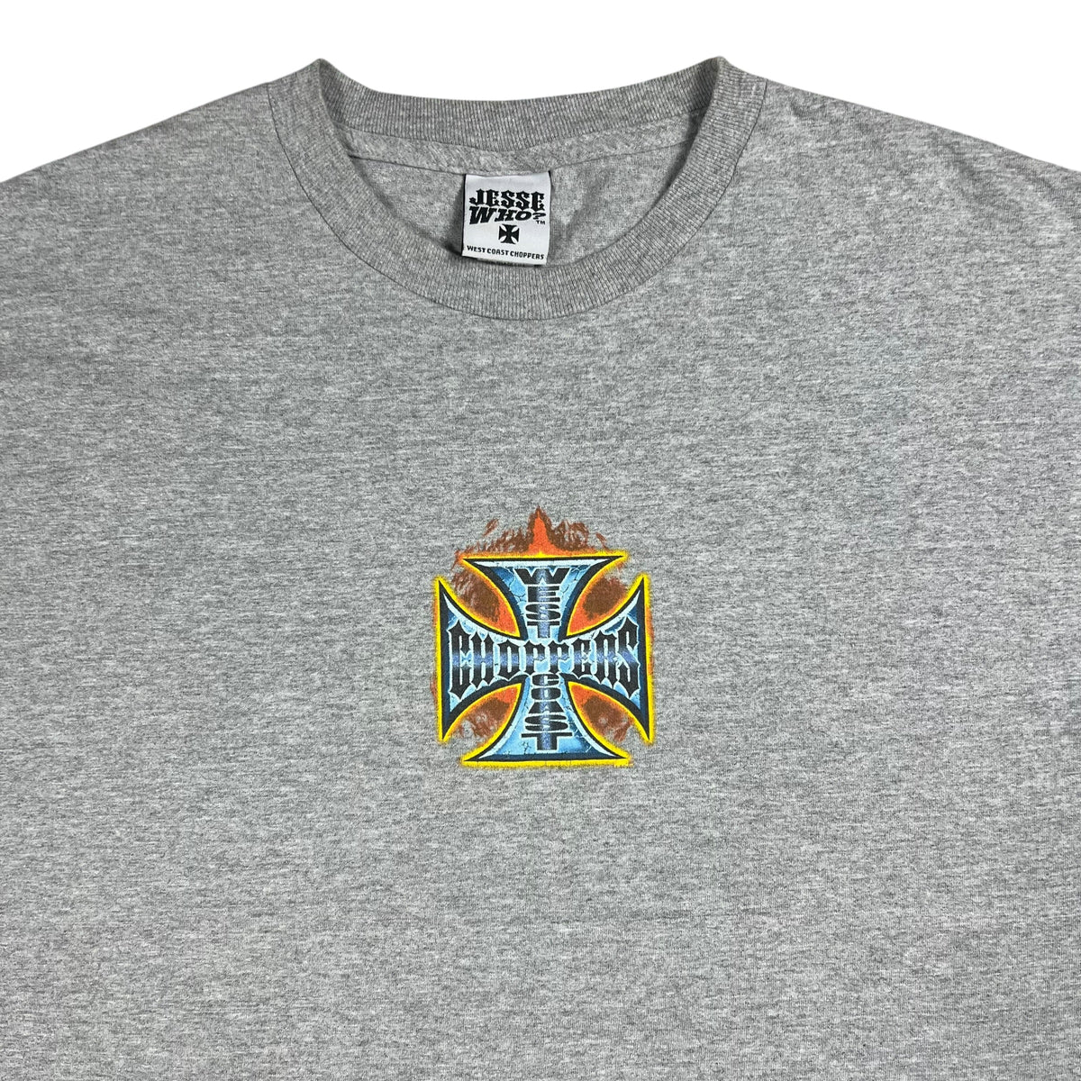Vintage Y2K West Coast Choppers Flames Long Beach, CA Jesse Who? biker tee (XXL)