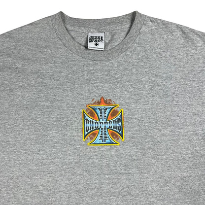 Vintage Y2K West Coast Choppers Flames Long Beach, CA Jesse Who? biker tee (XXL)