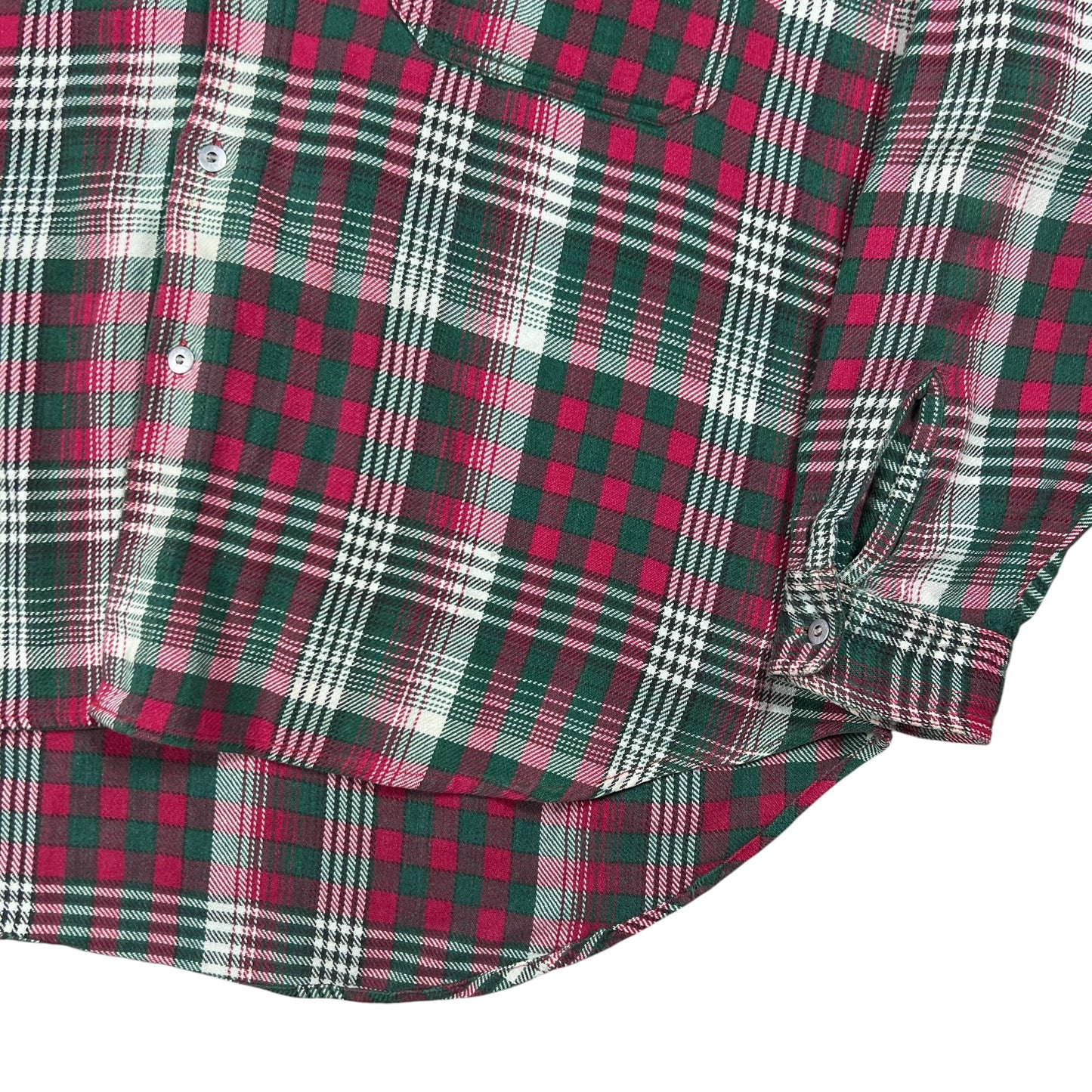 Vintage 90s plaid 100% cotton faded flannel hoodie (XL)