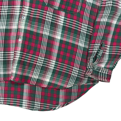 Vintage 90s plaid 100% cotton faded flannel hoodie (XL)