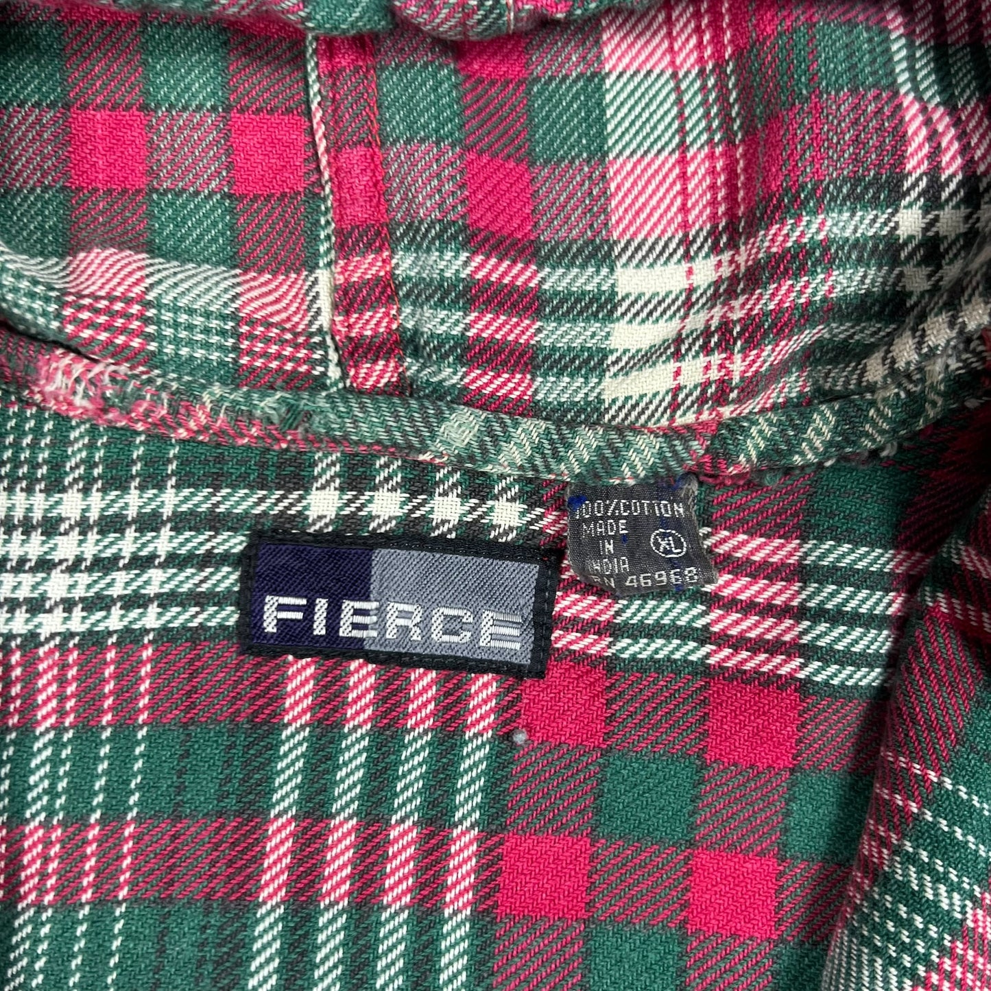 Vintage 90s plaid 100% cotton faded flannel hoodie (XL)