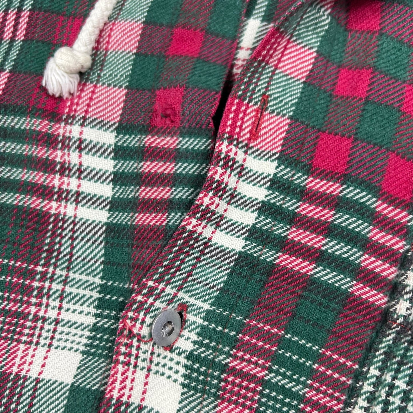 Vintage 90s plaid 100% cotton faded flannel hoodie (XL)