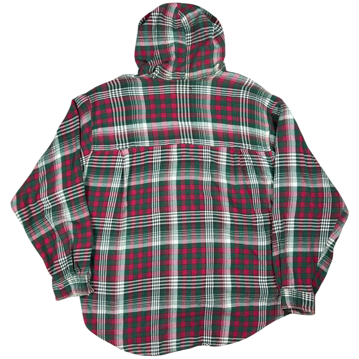 Vintage 90s plaid 100% cotton faded flannel hoodie (XL)
