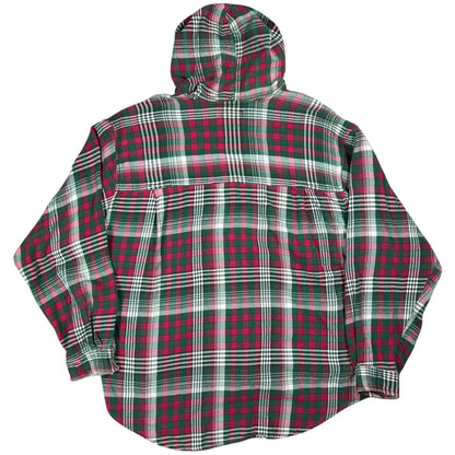 Vintage 90s plaid 100% cotton faded flannel hoodie (XL)