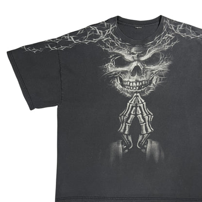 Vintage Y2K Skeleton all over print faded skull tee (XXL)