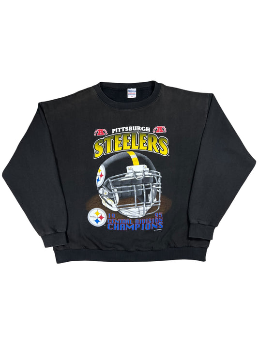 Vintage 1995 True Fan Pittsburgh Steelers Division Champs NFL faded crewneck (XL)