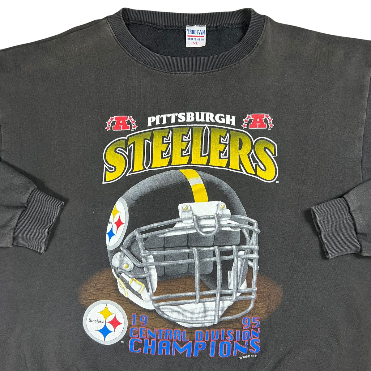 Vintage 1995 True Fan Pittsburgh Steelers Division Champs NFL faded crewneck (XL)