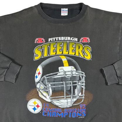 Vintage 1995 True Fan Pittsburgh Steelers Division Champs NFL faded crewneck (XL)