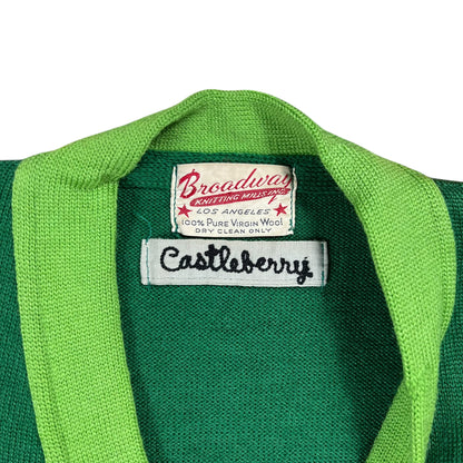 Vintage 1970s George Washington High School Niamana Akidas chain stitch varsity cardigan sweater (S)