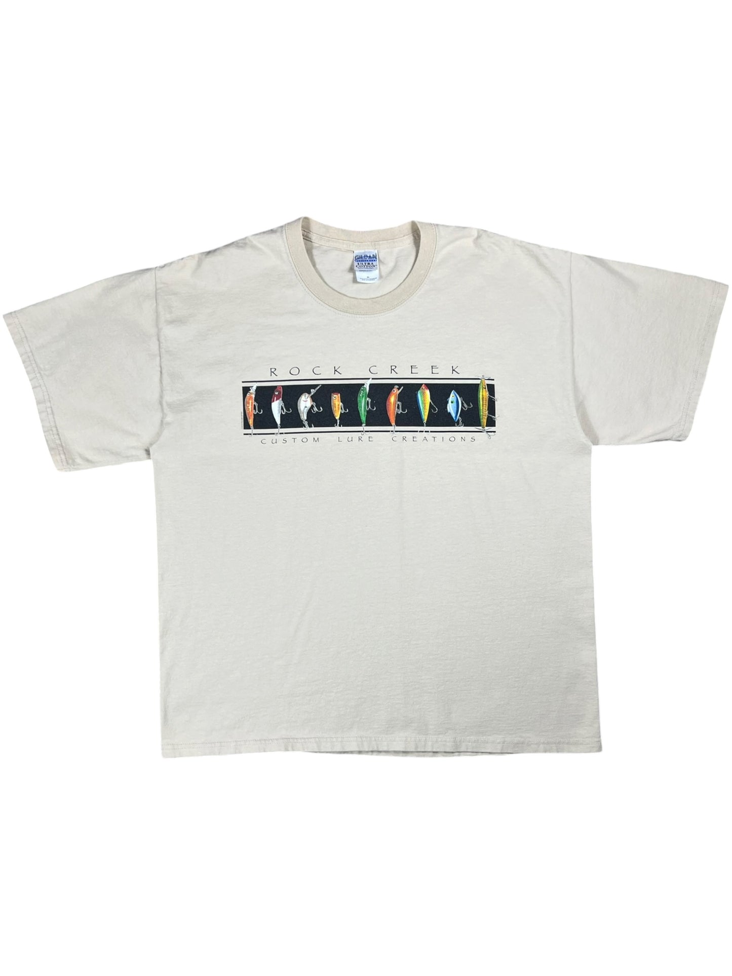 Vintage Y2K Rock Creek Custom Lure Creations fishing tee (XL)