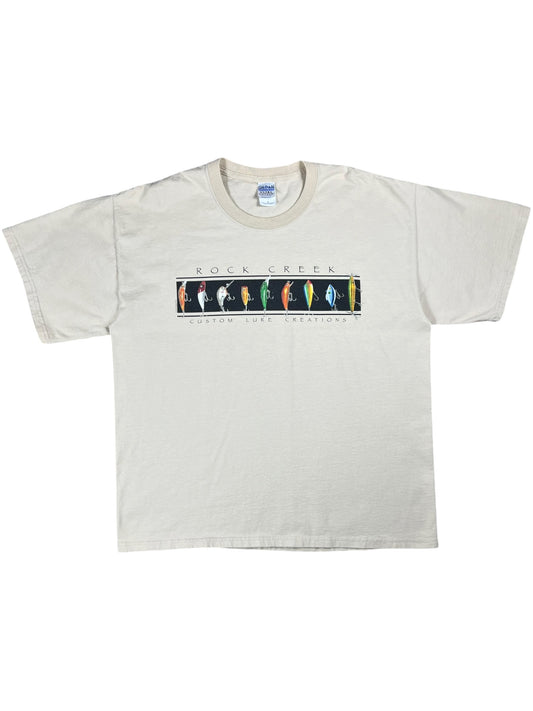 Vintage Y2K Rock Creek Custom Lure Creations fishing tee (XL)
