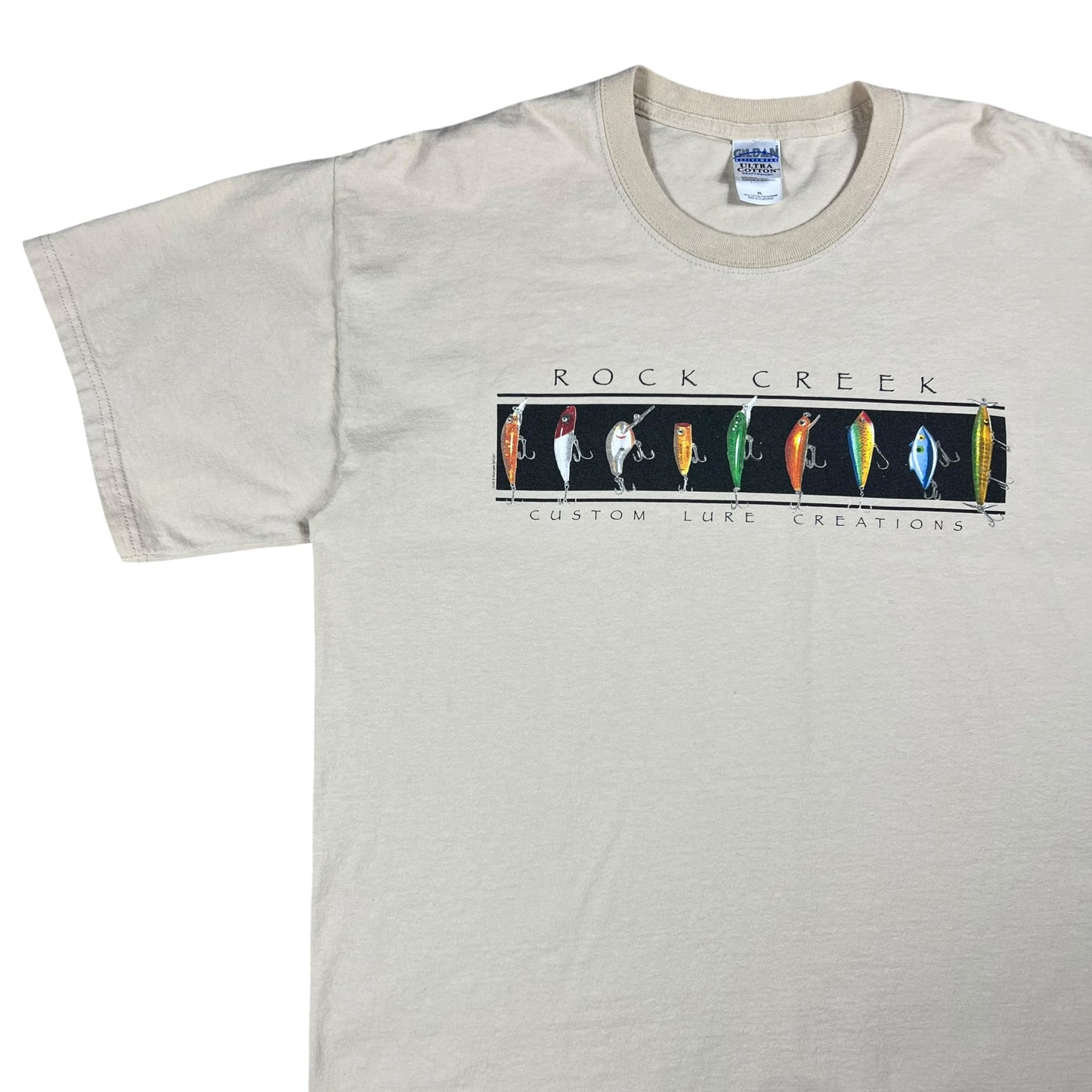 Vintage Y2K Rock Creek Custom Lure Creations fishing tee (XL)