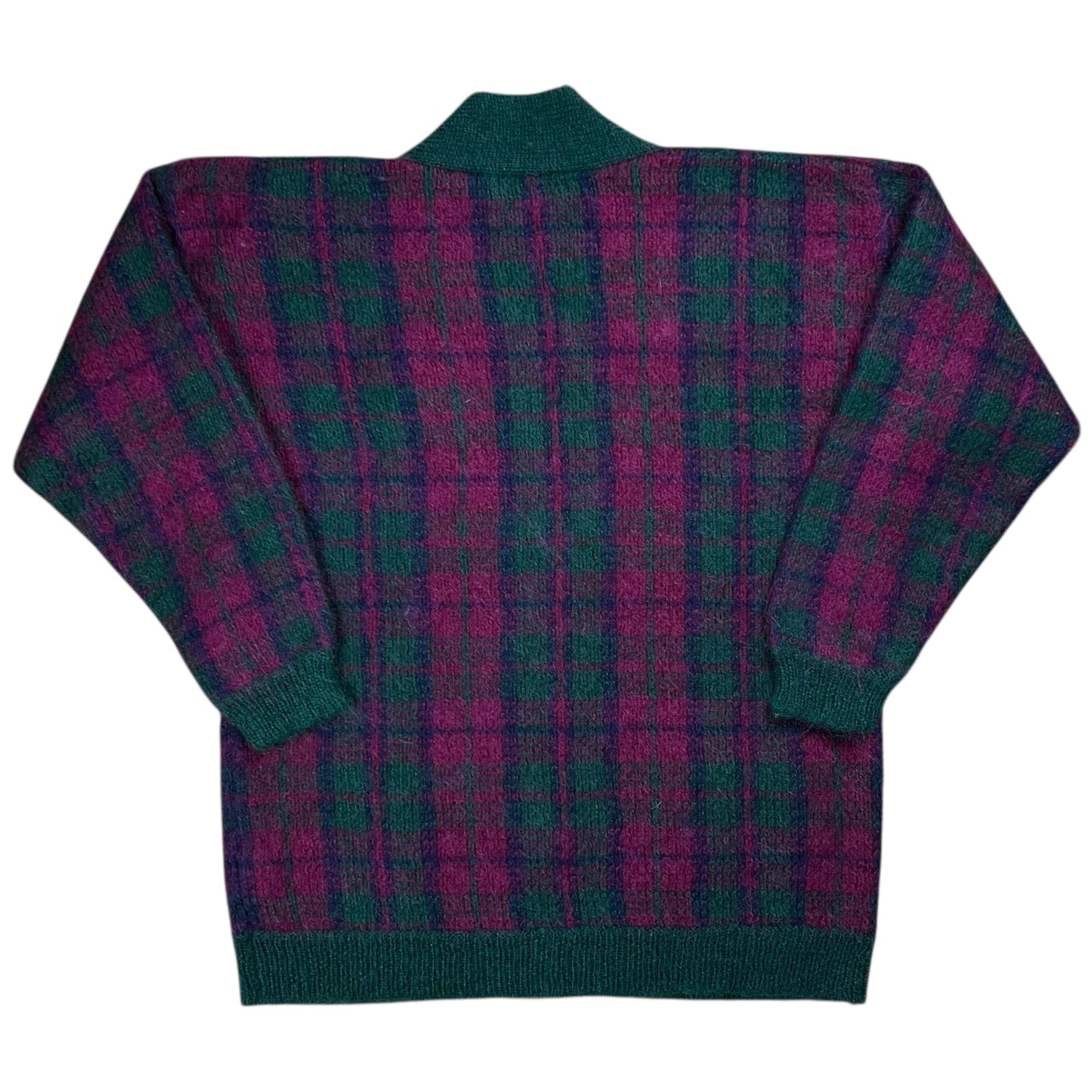 Vintage 90s Mohair plaid women’s cardigan sweater (L)