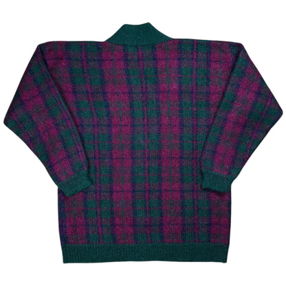 Vintage 90s Mohair plaid women’s cardigan sweater (L)